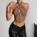 Sexy See Through Patchwork Diamond Patterned Camisole Top With Mesh Tie Neck, Fishbone Underwire Bra For Cross Border Hot Girls_ecoleips.com