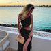 Hot-Selling Asymmetrical Neck Strap Women's European And American Sexy Lace-Up Hollow Long Dress With Slit_ecoleips.com