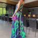 Women's Clothing Spring Temperament Commuting Sleeveless Large Swing Sling Type Printed Green High Waist Bodysuit_ecoleips.com