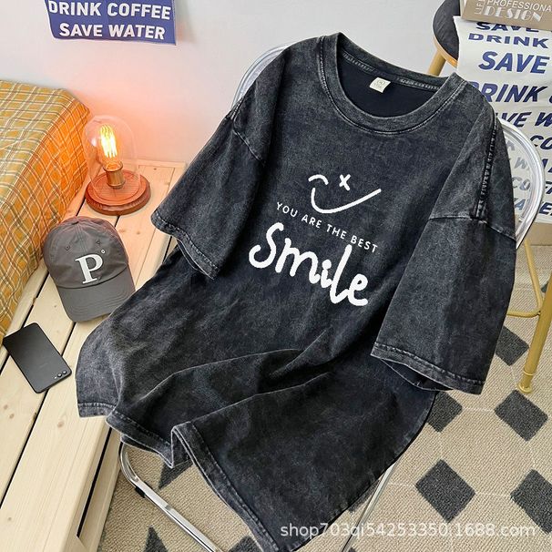 Summer Short-sleeve T-shirt For Men 2024 New Style Washed Distressed Heavy Cotton Half-sleeve Men's Trendy Brand_ecoleips.com