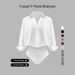 Women's Casual Loose V-Neck Long Sleeve Shirt Onesie_ecoleips.com