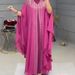 Muslim Women's Fashion Beaded Long Robe Heavy Embroidery Rhinestone Chiffon Dress For Women_ecoleips.com