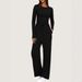 Women's Asymmetrical Design Casual Suit Long Sleeved Wide Leg Pants Multi Occupation Sportswear Spring Autumn_ecoleips.com
