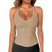 Women's Ribbed Vest Summer Basic Style Sexy Slim Fit V Neck Outdoor Top_ecoleips.com