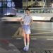 Original American-style Striped Casual Blue Embroidered For Women, Breathable, Quick-drying, Drawstring, Sporty Wide-leg_ecoleips.com