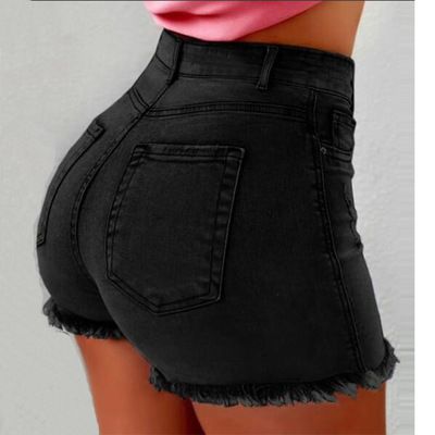 Women's Clothing Women's Denim Stretch Shorts Stretch Tassel Ripped High Waist Hot Pants For Women Cow_ecoleips.com