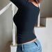 Women's Square Neck Long Sleeve Knit Top Slim Fit Solid Color Base Shirt For Autumn Winter_ecoleips.com