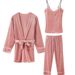 2026 New Golden Velvet Three-piece Pajamas Women's Sexy Lace Large-size Loungewear_ecoleips.com