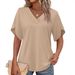 2026 New European American Women Elegant V-Neck Petal Sleeve T-Shirt_ecoleips.com