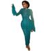 Retro Elegant Slim Fit Bodycon Dress for Women round Neck Long Sleeves Loose Comfortable Trendy Long Dress_ecoleips.com
