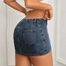 High Waisted Slimming Denim Mini Skirt Washed Retro Style Sexy Stylish Versatile Anti Exposure Bodycon Skirt for Women_ecoleips.com