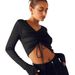 Women's Drawstring V Neck Long Sleeved Knit Top Sexy Retro Versatile Short Base Layer Summer 2025_ecoleips.com