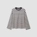 European And American Cross-border Casual Long-sleeve Striped T-shirt, New Knitted Color-blocked Round-neck Base_ecoleips.com
