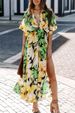 Cross Border Summer European And American Clothing New Sexy High Waist Fashion Printed Slit Dress For Women_ecoleips.com