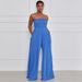 Women's Clothing Blue Wide Leg Casual Chiffon High Waist Jumpsuit Pants Female Jumpsuit Summer Jumpsuit_ecoleips.com