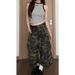 Retro Camouflage Workwear Jeans For Women, Summer Trend New High-Waisted Slimming Straight Loose Wide-Leg Cropped Pants_ecoleips.com