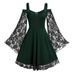 European And American Cross-border One-shoulder Vintage Lace Patchwork Dress With Bell Sleeves Women's Clothing_ecoleips.com
