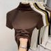 Soft Waxy High-end Semi-turtleneck Short-sleeved T-shirt Femininity Early Autumn 2025 New Bottoming Shirt Slim-fitting Inner Top_ecoleips.com