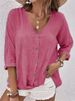 Women's Clothing V Neck Pullover Short Sleeved Loose Fitting Women's Shirt Casual Women's Top_ecoleips.com