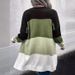 Autumn And Winter Design Mid-Length Knitted Cardigan Contrast Patchwork Sweater Jacket_ecoleips.com