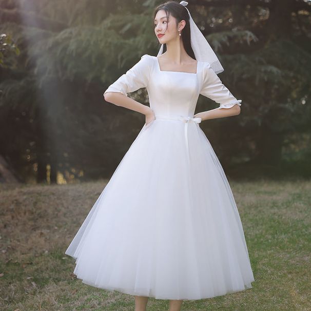 Petite Light Wedding 2026 Autumn-Spring New Bridal French Simple Hepburn Style Outgoing Dress Super Fairy Elegant Gown_ecoleips.com
