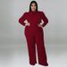 Plus Size Women's Jumpsuit Solid Color Long Sleeve Fashionable With Bow Clothing_ecoleips.com
