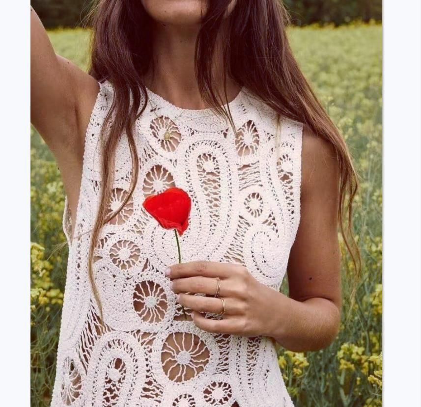 Women's Knitted Short Skirt Asymmetrical Stitch Crochet Summer Fashionable Elegant Casual Knee-Length Regular Size_ecoleips.com