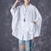 Floral Print Mandarin Collar Batwing Sleeve Blouse – Oversized Summer Top For Women_ecoleips.com