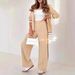 Women's Clothing Hooded Sweatshirt Two Piece Set With High Waisted Straight Leg Wide Leg Pants Delicate Trim Design_ecoleips.com