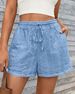 Summer Casual Women's Bohemian Beach Style Shorts Hollowed Out Elastic Drawstring Waist Regular Fit Polyester Bottoms_ecoleips.com