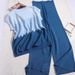 Women's Clothing Gradient Mesh Loose Round Neck Sleeveless Sweater High Waist Solid Color Wide Leg Trousers Fashion Suit For Women_ecoleips.com