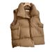 Women's Clothing Warm jacket cotton vest version loose cotton waistcoat stand collar solid color cotton vest cover_ecoleips.com