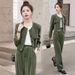 Women's Suit High-End Fashion Corduroy Two-Piece Set Autumn Wide Leg Pants Western Style_ecoleips.com