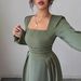 Spring Solid-Color Elegant Pleated Dress, French Square Neck Elegant Long Dress For Women's Wear_ecoleips.com