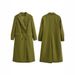Double-breasted Army Green Long Coat Woolen Coat Women's Loose And Versatile Modern Fashionable Atmosphere Autumn And Winter New_ecoleips.com
