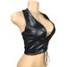 2026 Cross-Border European And American Style Women's Halter Neck Tie Sexy Hollow Matte Leather Cropped PU_ecoleips.com
