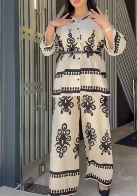 Women's Clothing Summer Fashion Casual Shirt Trousers Printed Large Size Loose Ladies Suit_ecoleips.com