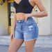 Women's Clothing High Quality High Quality Supply High Waist Elastic Slim Fit Ripped Denim Shorts_ecoleips.com