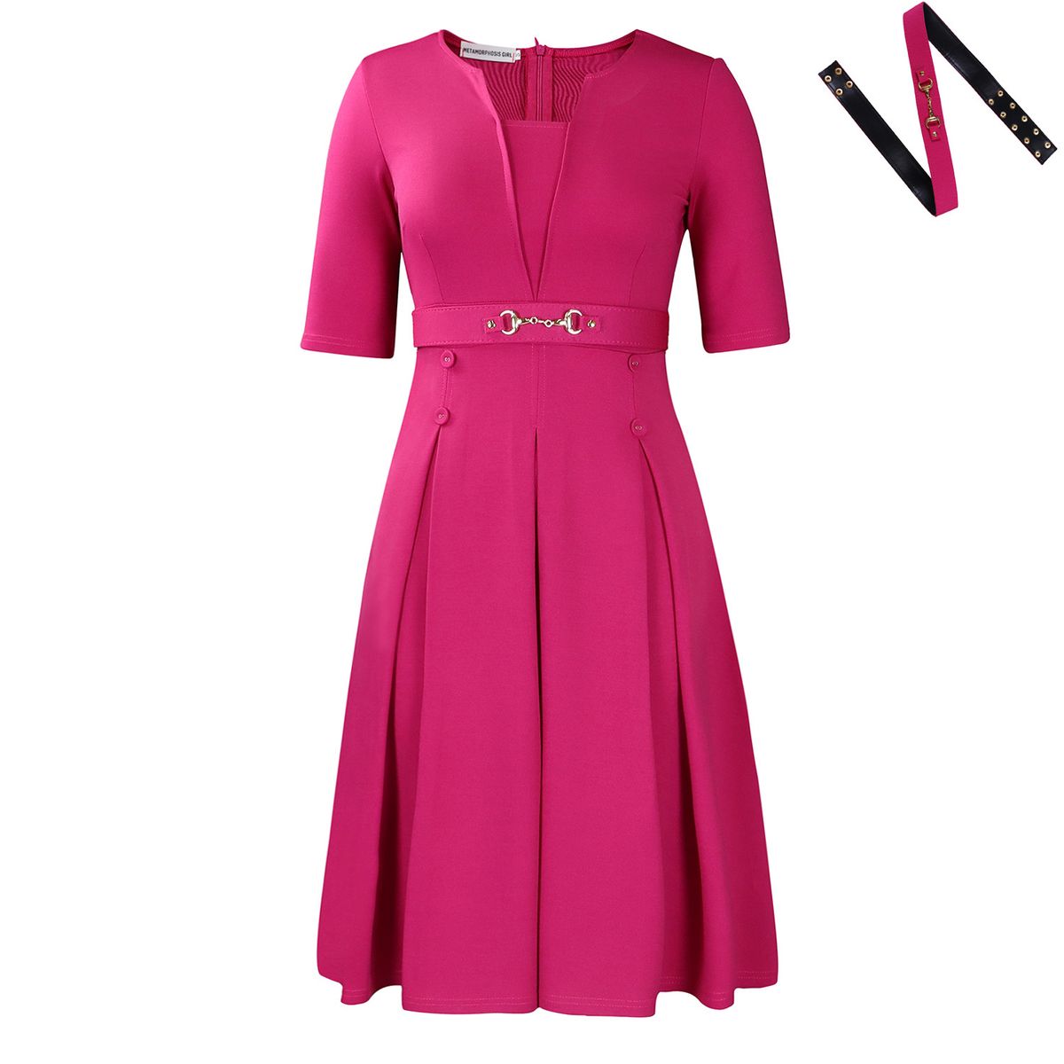 Summer Fashionable Elegant Short Sleeved Commuting Dress Solid Color Plus Size African Style Women's Clothing/Dress D3336_ecoleips.com