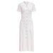 French Style Women's Long Dress Export Quality Light Luxury Knitted Round Neck Design With Ruffled Skirt Hollowed Out Detail_ecoleips.com