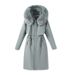 Women's Long Winter Parka Coat With Detachable Faux Fur Hood, Warm Quilted Down Jacket, Loose Fit Oversized Outerwear For Cold Weather_ecoleips.com