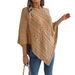 2025 Autumn Winter Casual Solid Color Loose Cable Knit Cape Sweater Coat Independent Cross-Border Women's Fashion_ecoleips.com
