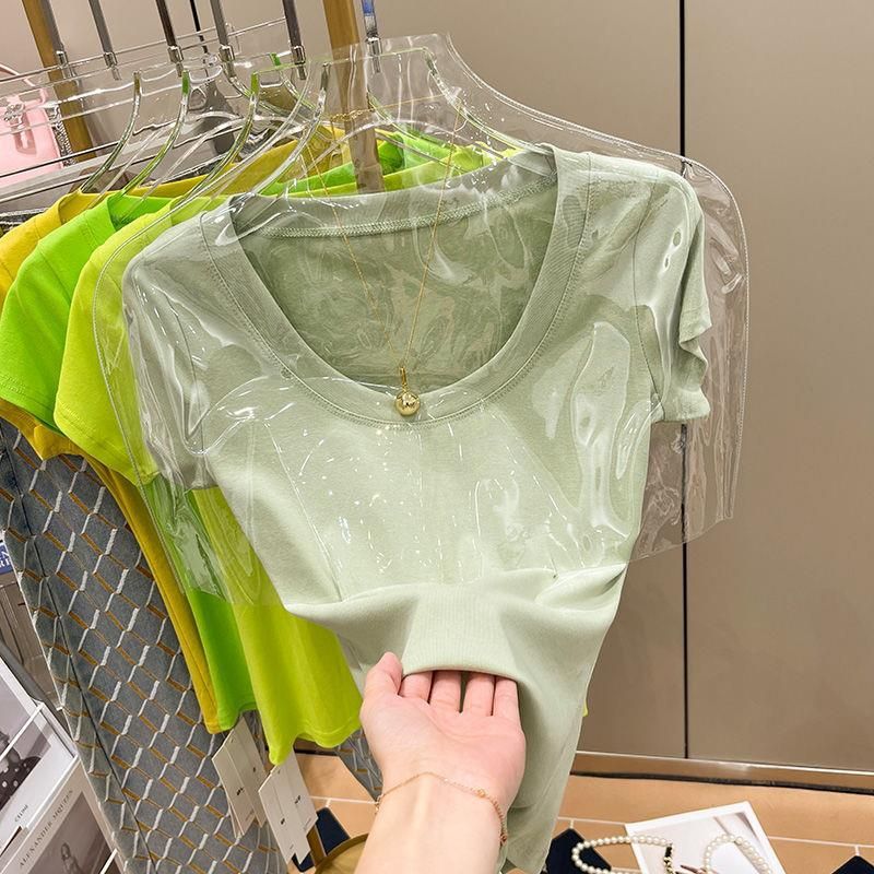 Women's Short Sleeve T-Shirt Sweet Sexy Style Revealing Collarbone Off-Shoulder New Summer 2022 Fashion Top_ecoleips.com