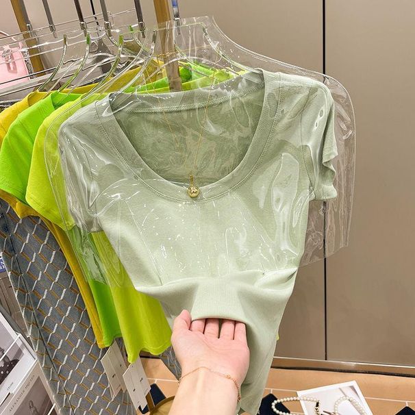 Women's Short Sleeve T-Shirt Sweet Sexy Style Revealing Collarbone Off-Shoulder New Summer 2022 Fashion Top_ecoleips.com