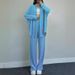 Fashionable European American Women's Casual Set Long Sleeve Shirt Wide Leg Pants 2 Piece Set Autumn Winter Loose Stretch Wrinkled_ecoleips.com