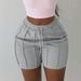 Women's Clothing Summer New Solid Color Pocket Drawstring Shorts_ecoleips.com