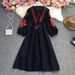 Women's Clothing V Neck Trumpet Sleeve Tie Waist Large Swing Ruffle Dress Female Drape_ecoleips.com
