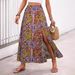 Ethnic Print Wrap Skirt – Flowy High-Low Hem Maxi With Side Slit (S-Xl, Multi-Color) Breathable Fabric_ecoleips.com