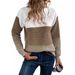 Women's Clothing Contrast-Stitch Knit Sweater – Women's Round Neck Long Sleeve Pullover"_ecoleips.com