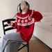 girl Fair Isle Pullover Crew Neck Sweater Women, New Loose Christmas Knitted Inner Layer, Atmosphere Spring Top For Autumn_ecoleips.com